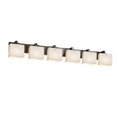Collection Porcelina-bar modulaire à 6 lumières pour salle de bain-abat-jour rectangulaire-bronze foncé-vagues-del