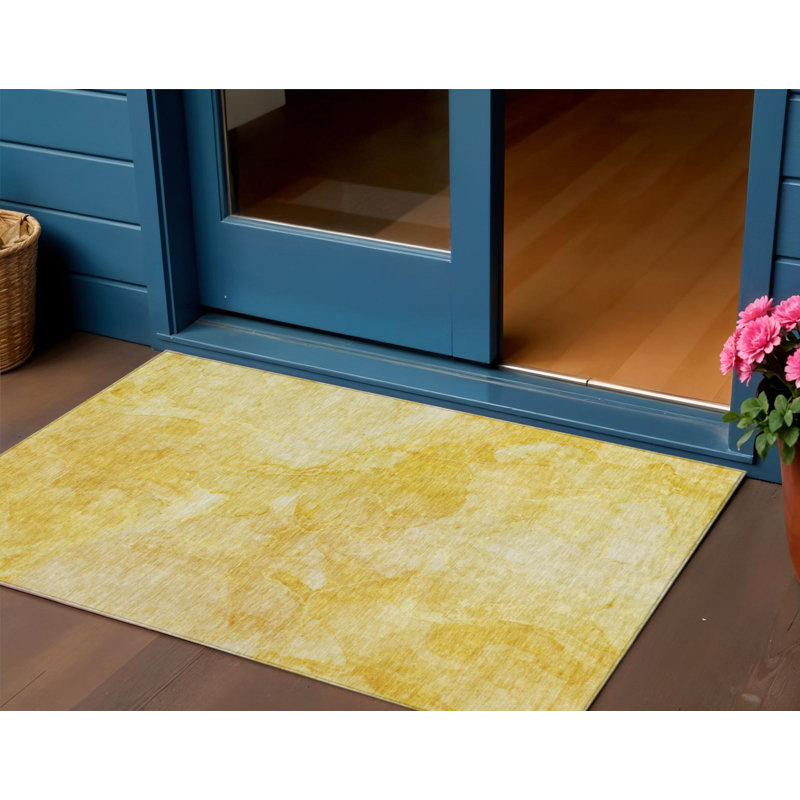 Tapis intérieur / extérieur 3 pi x 5 pi doré et jaune
