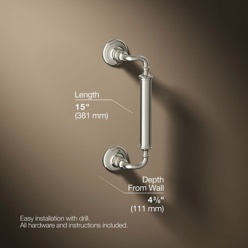 Barre d'appui Kohler Artifacts, Nickel poli, L 36 po