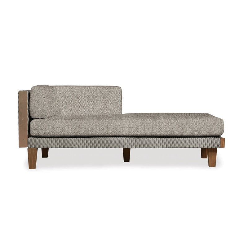 Catalina Outdoor Teak Chaise Lounge, Rumba Nickel, Pewter