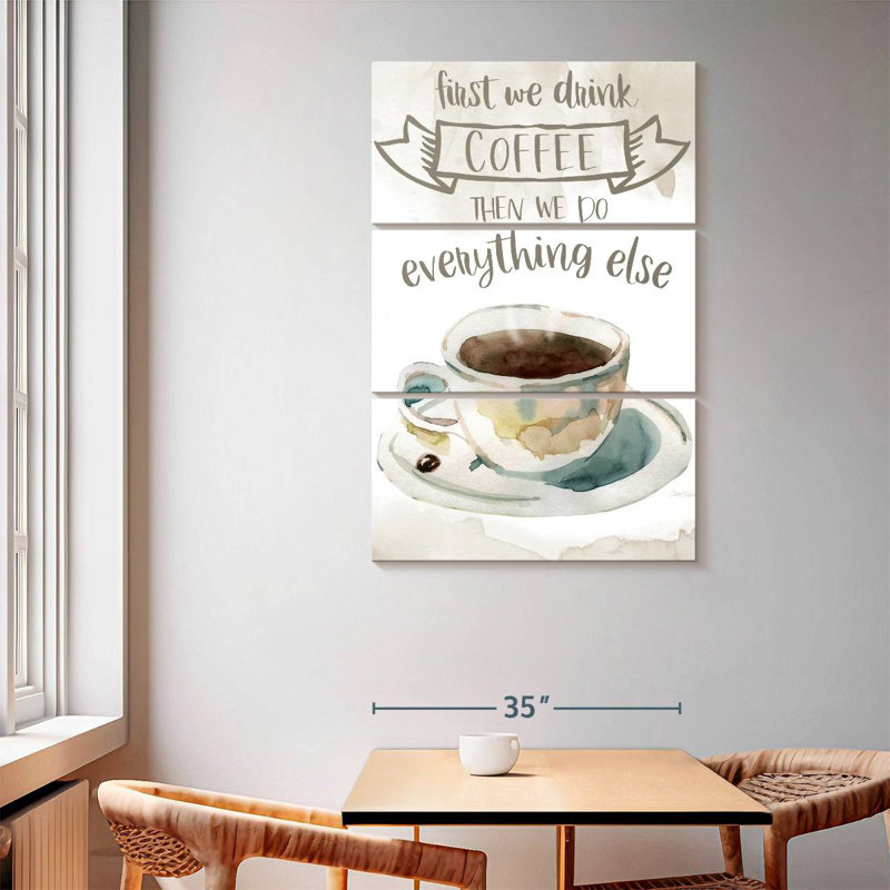 Tergel First We Drink Coffee, H 65 po x l 42 po