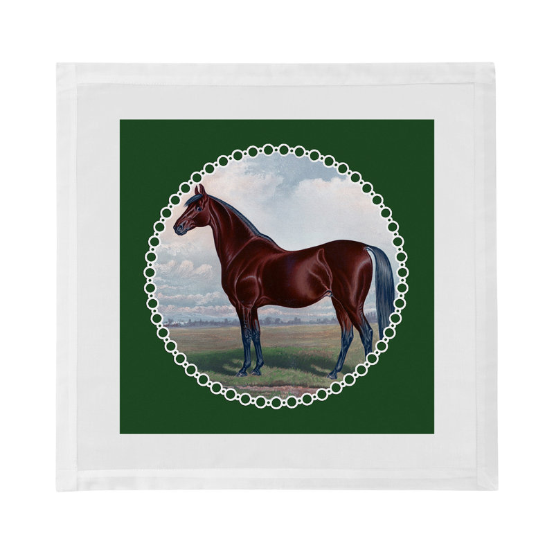 English Thoroughbred Cotton Sateen Dinner Napkins, Green