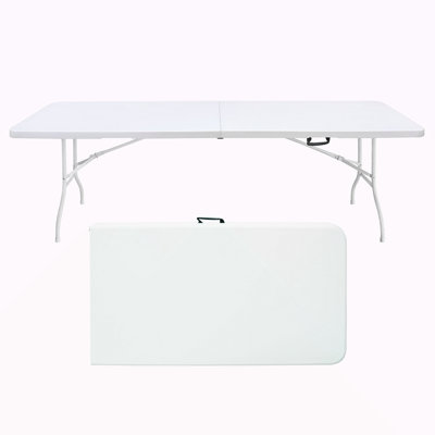 Table pliante de 8 pi, table en plastique portative pour le camping, pique-niques, fêtes, table pliable à charge élevée