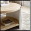 Table basse ronde, table basse de 31 po pour le salon, bureau en bois rustique à 2 niveaux avec tablette de rangement, mobilier de design moderne (couleur naturelle et blanc)