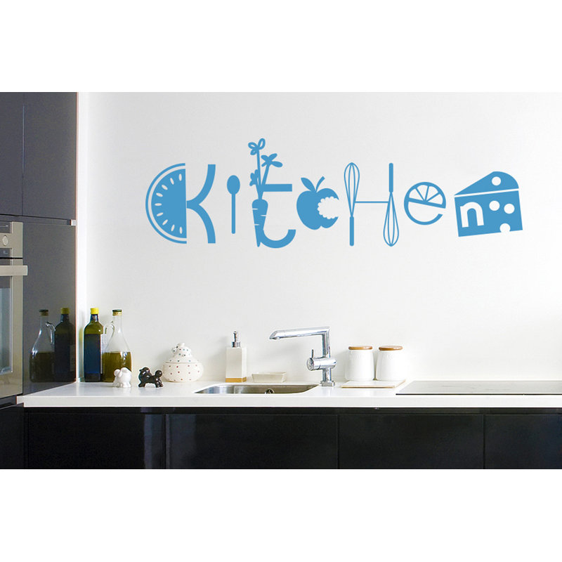 Assorted Kitchen Sign Wall Sticker, Medium, Blue