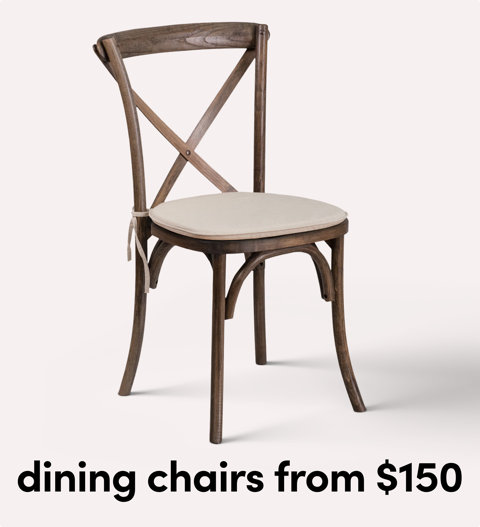 Cross-back wooden dining chair with cushioned seat.