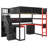 Full Size Wooden Gaming Loft Bed with Desk, Storage Stairs, Shelves & Pegboard, Black & Red – Kids Bedroom Furniture-1749148724-1749148723