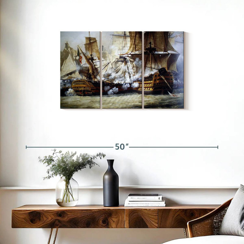 Scène de la bataille de Trafalgar, H 20 po x l 33 po