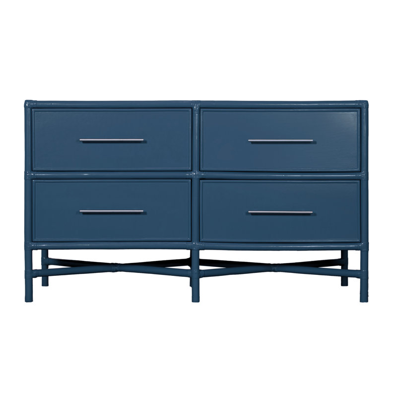 Venice 4 Drawers 54" W Double Dresser, Navy Blue
