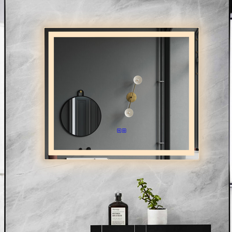 Bilol Glass Frame Mirror, 24" x 28"