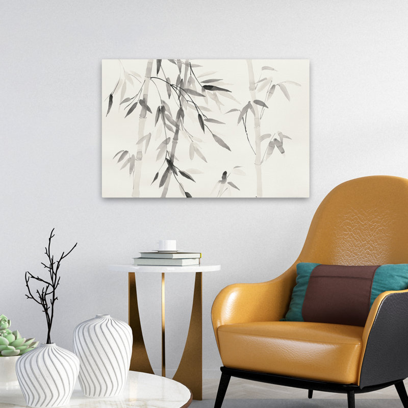 Art asiatique et feuilles de bambou III, H 16 po x l 24 po