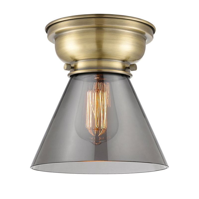 Plafonnier encastré 1 lumière 8 po Aditi Cone, Plaqué couleur fumée, Ampoule non incluse, Laiton antique