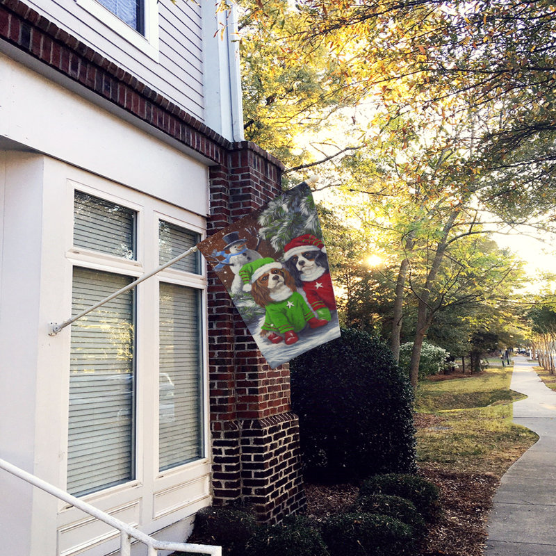 Drapeau de maison Hvidovre Sheltie Halloween en polyester à 2 faces 3 x 2 pi, Épagneul cavalier bonhomme de neige - Noël