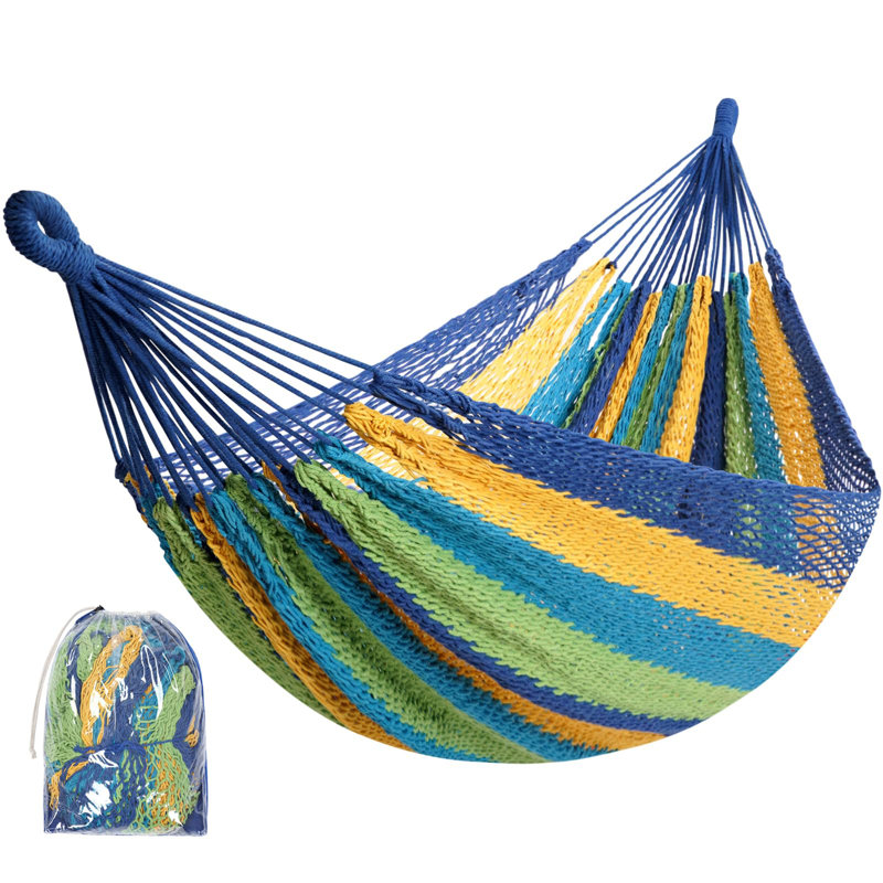 Handwoven Mayan Hammock, 2-Person, 1-Pack, (Blue), Blue