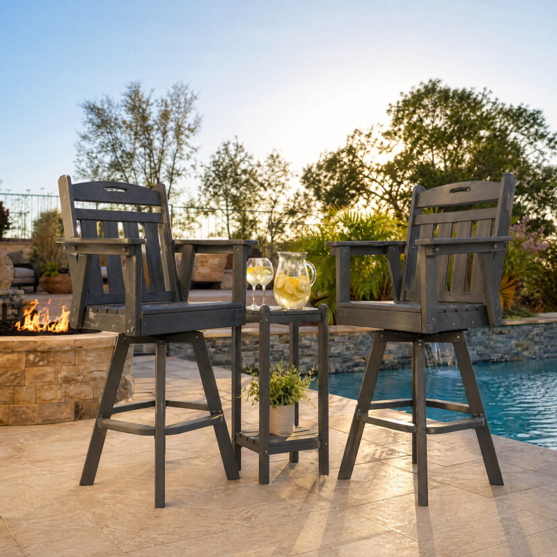 3-Piece HDPE Outdoor Bistro Set | 2 Swivel Chairs + 1 Side Table | All-Weather, Low-Maintenance & Eco-Friendly