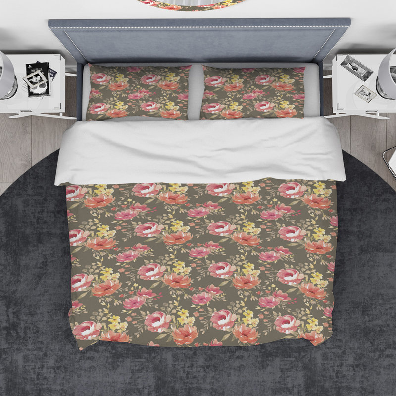 Ensemble de housse de couette en microfibre jaune / or / rose, Housse de couette très grand + 2 taies décoratives