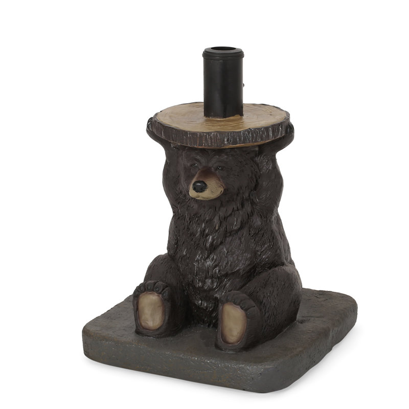  Base de parasol Bear, support de patio décoratif robuste, brun foncé