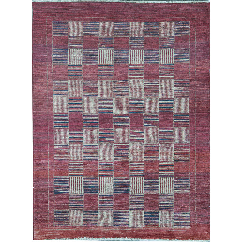 Hand-Knotted High-Quality Red and Blue Area Rug