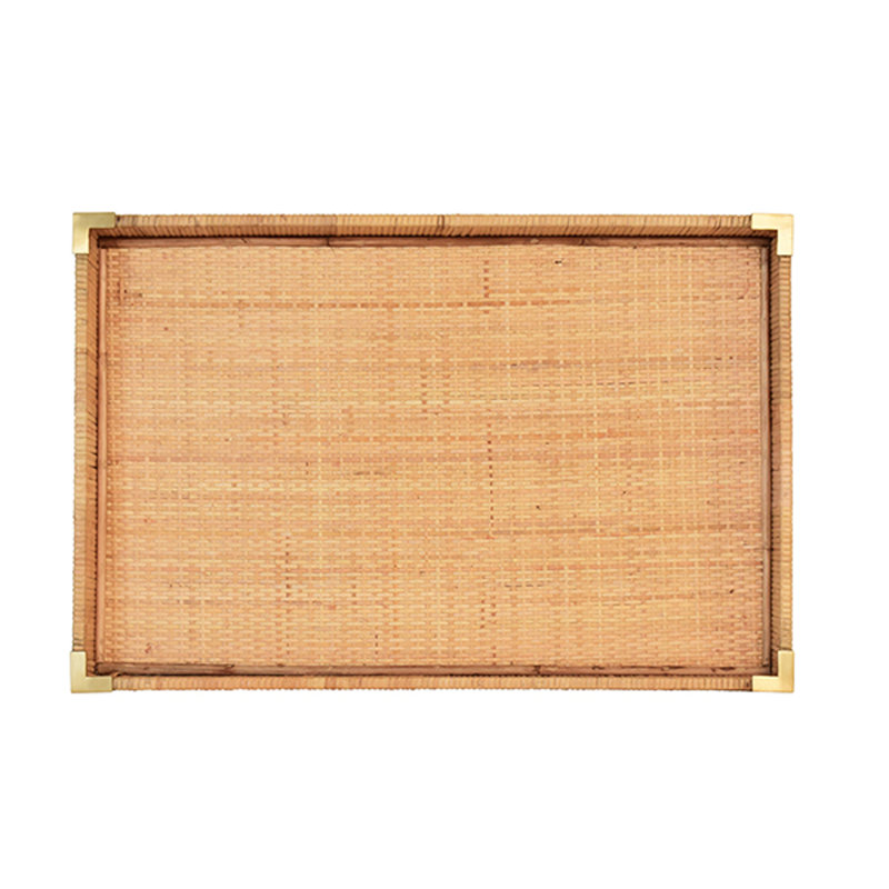 Tommy Rattan Decorative Tray, 2.38" H x 23.78" W x 16" D