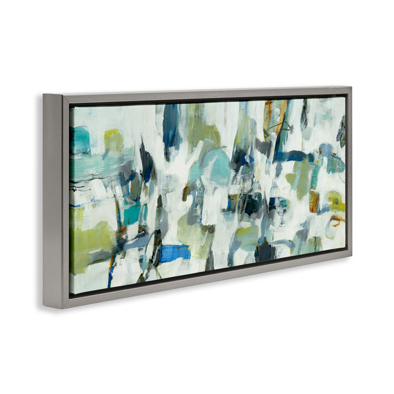 «Chaotic Brush Strokes Layered Floater», art mural par Lisa Ridgers, Cadre flottant gris lustré, H 11 po x l 25 po