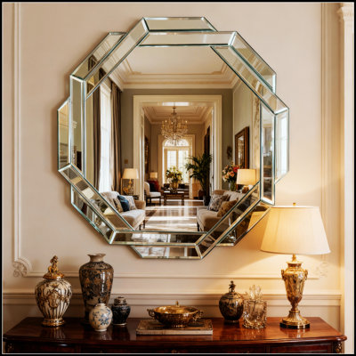 Miroir mural 29,92 pouces à bords biseautés et sans cadre pour un décor élégant