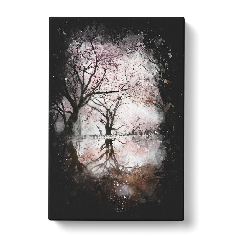Reflection Of The Pink Blossom Trees - Wrapped Canvas Print, 76cm H x 50cm W x 3cm D