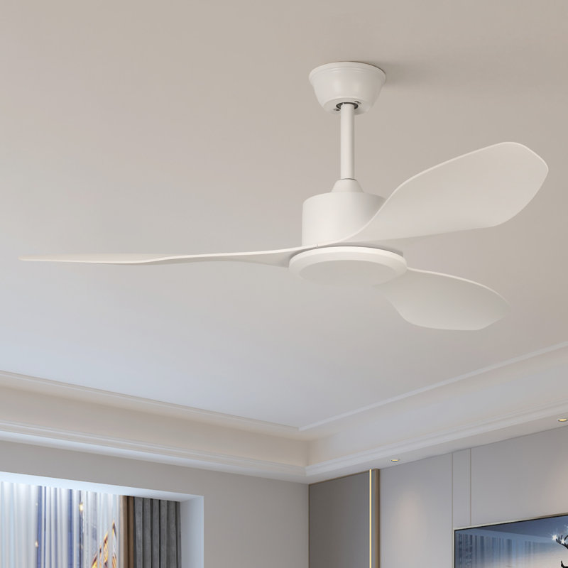 Karlena 48'' Bedroom Ceiling Fan without Light with Remote Control 6-Speed Reversible Noiseless DC Motor, White