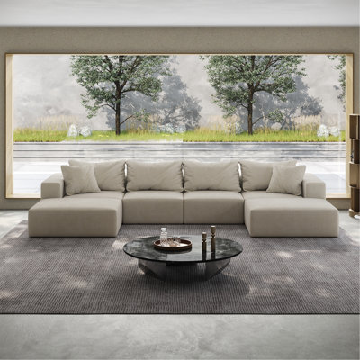Canapé surdimensionné Boneless Sponge Cloud, ensemble de canapé modulaire rembourré modulaire, ensemble de canapé modulaire en L de 162 po avec 6 coussins, canapé-lit combiné gratuit pour le salon, la chambre à coucher
