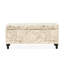 Rangement thématique - Tissu de lin beige, structure de bois teintée pour le salon, banc de fusion français moderne et traditionnel