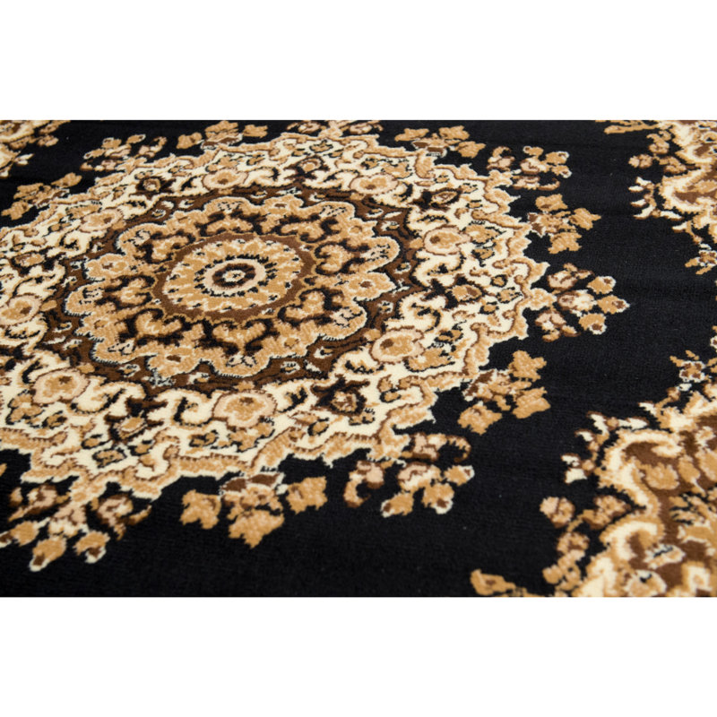 Tapis noir Marta, Tapis de couloir 2 pi 3 po x 7 pi 2 po
