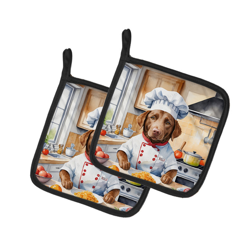 Caroline's Treasures The Dog Chef Polyester Potholder Set