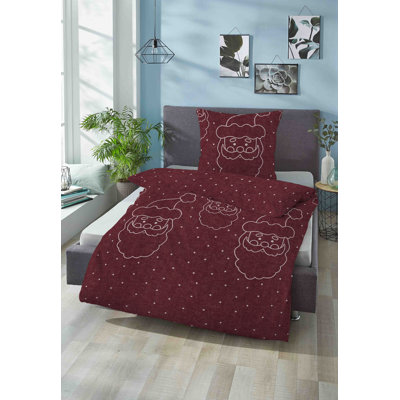 Burgunderrotes Flanell-Bettbezug-Set TC 30