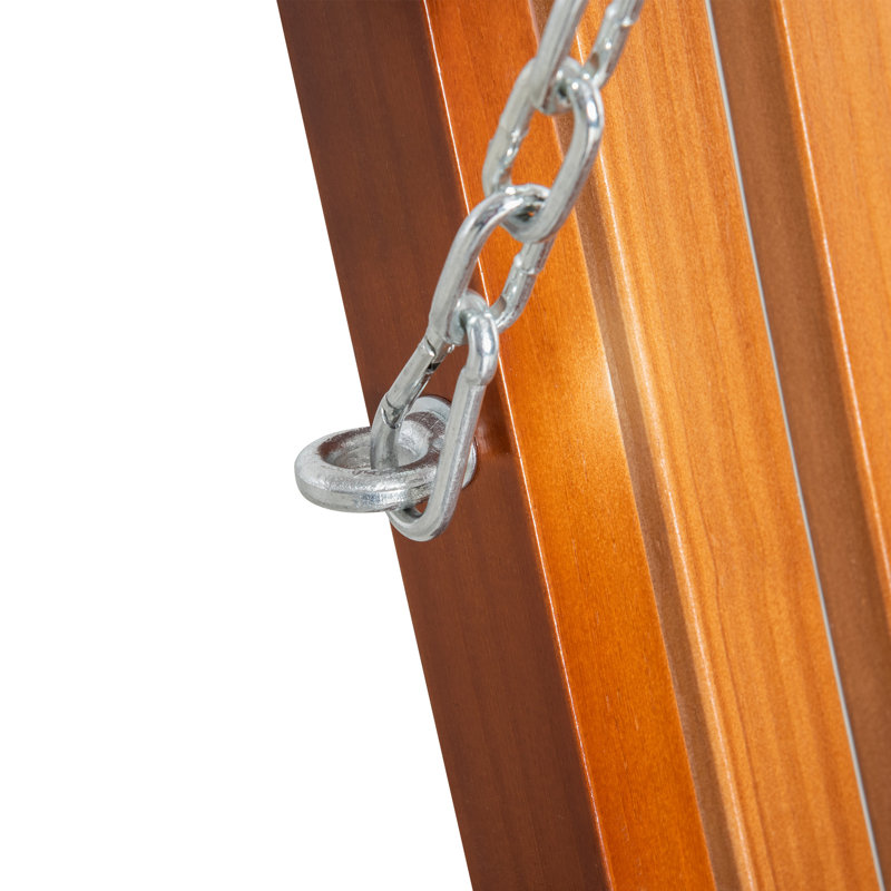 Teak and Pine Two-Person Outdoor Porch Swing with Chains