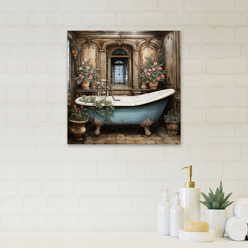 Élégante harmonie florale pour la salle de bain - art mural Bath and Laundry, H 36 po x l 36 po x P 1,5 po
