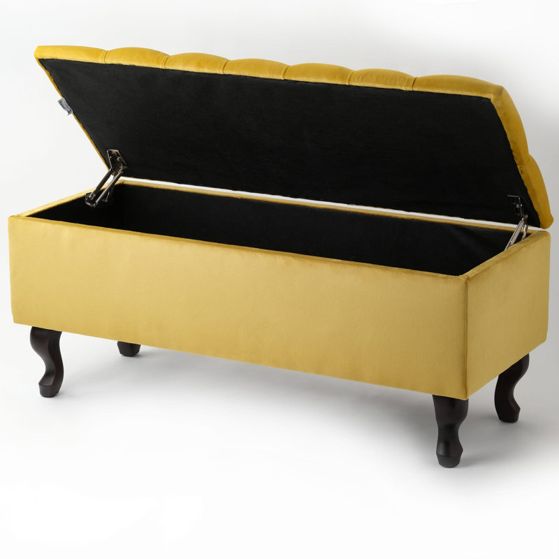 Kahn Velvet Upholstered Storage Bench, 42cm H x 45cm W x 35cm D
