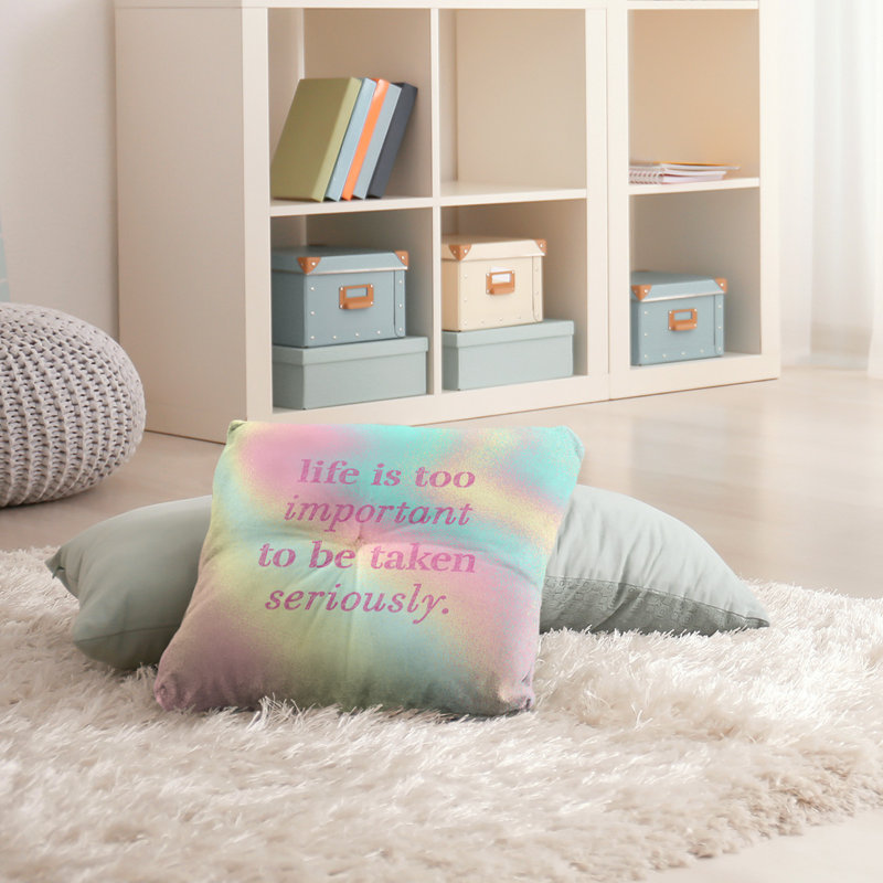 Reversible Throw Pillow, 30" H x 30" W, Pastel Rainbow