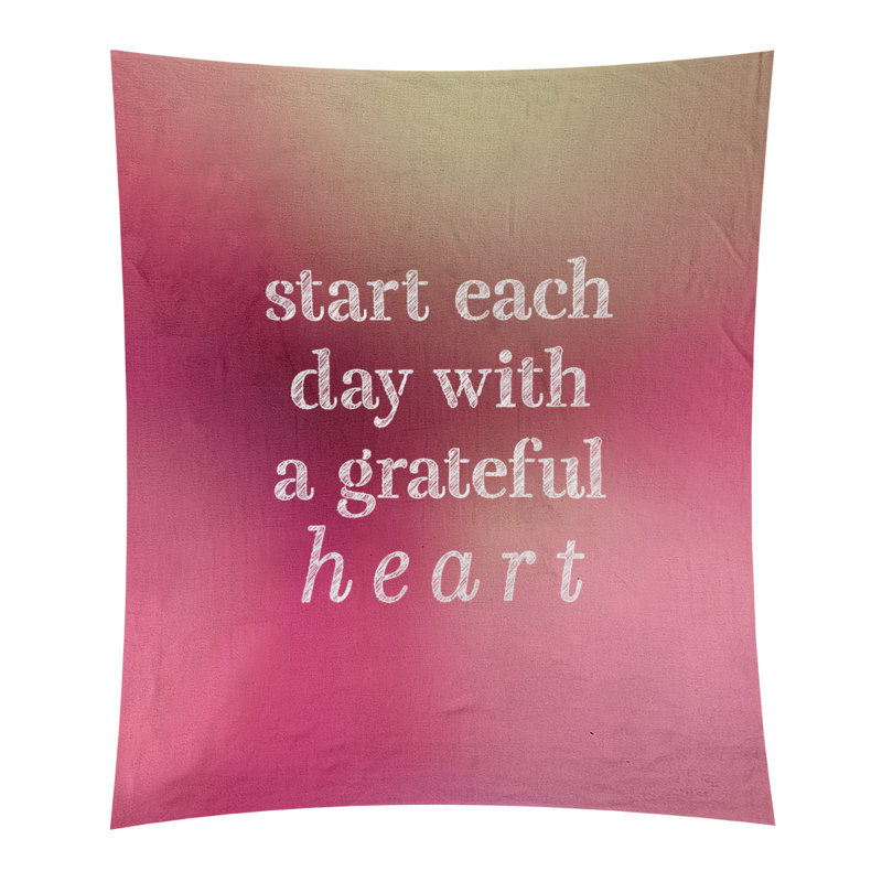 Tapisserie citation à l’écriture en polyester, H 27,5 po x l 37,5 po, Lueur rose