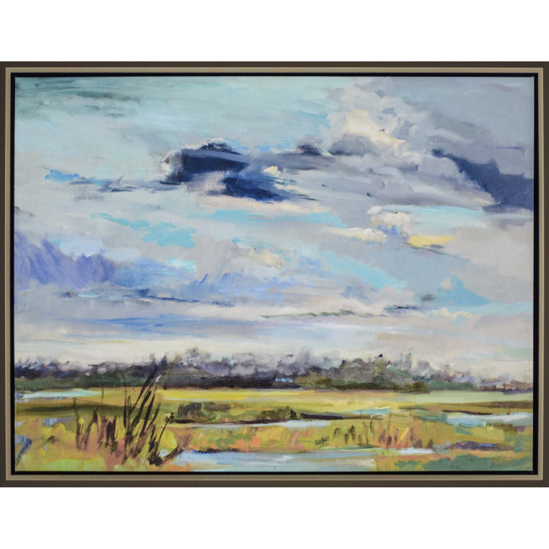 «Marsh Skies» par Hallock, reproduction sur toile, Cadre flottant, H 39 po x l 51 po x P 2 po