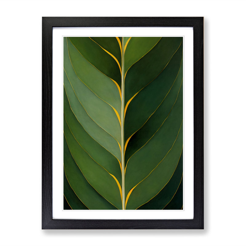 FRM-V0523-1864X Plant Leaf Art Vol.5 - Picture Frame Print, Black, 46cm H x 34cm W x 2cm D