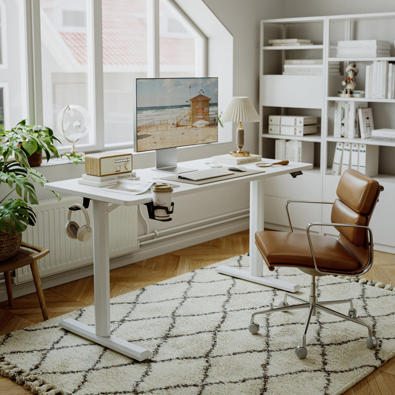 Bureau debout à hauteur ajustable Itsuo, L 55 po x P 23,60 po, Blanc