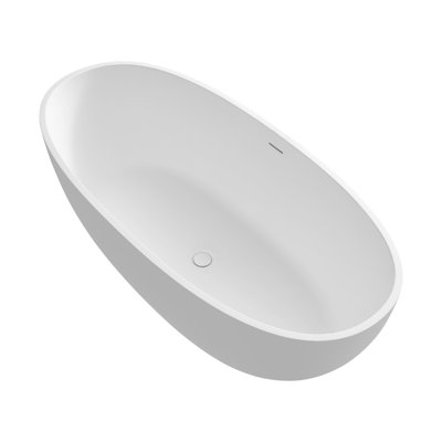 61-Inch Solid Surface Bathtub For Deep Soaking, With Elegant Style And Feature, Advanced Insulation, Ultra- Composite, Skin- Easy To Clean Style, Safe Soak, Spa-Like Experience