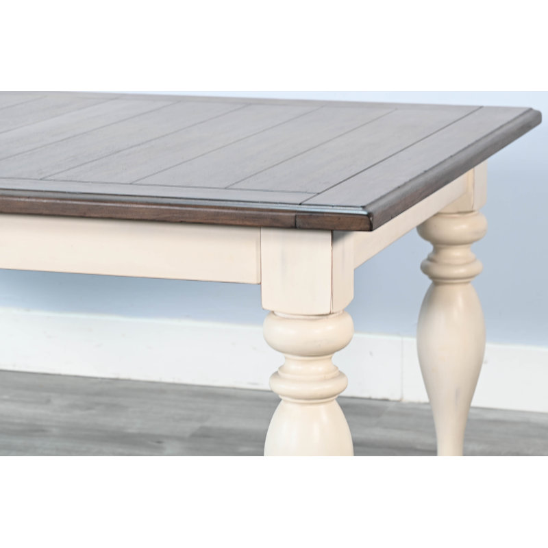 Table de salle à manger extensible Villepinte, Crème, Peau de daim