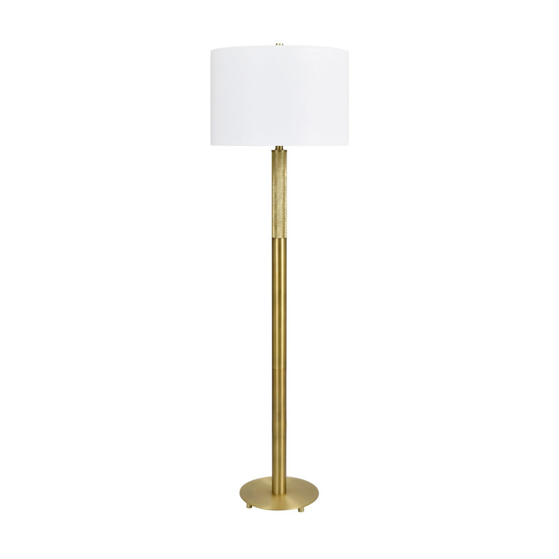 62.5" Metal Floor Lamp With White Shade, Gold