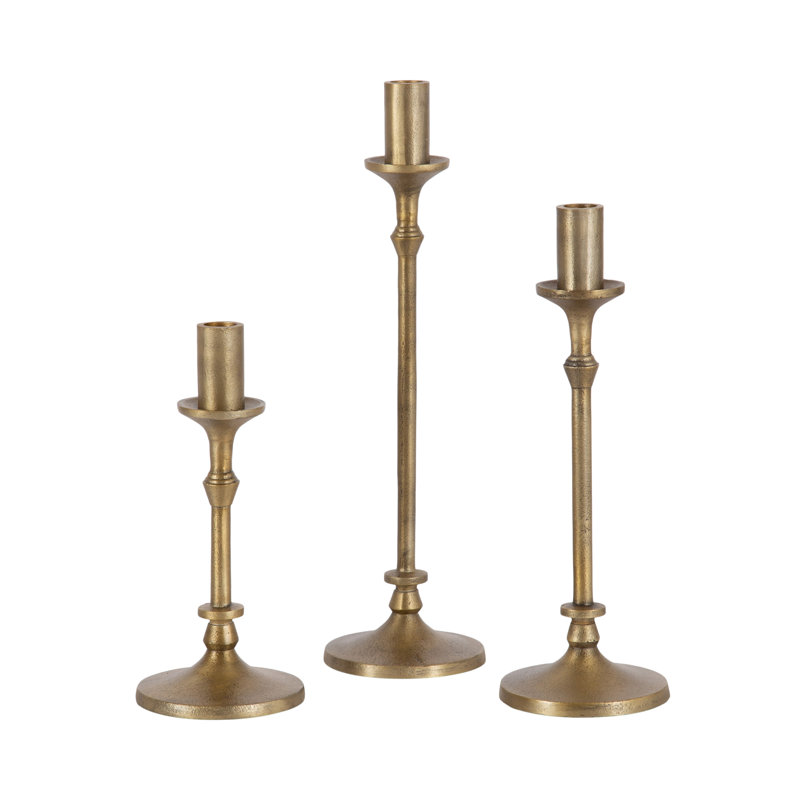 Aluminum Taper Candlestick, Gold