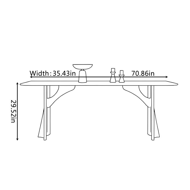 Table de salle à manger rétro en pierre frittée noire, H 29,52 po x L 70,86 po x l 35,43 po