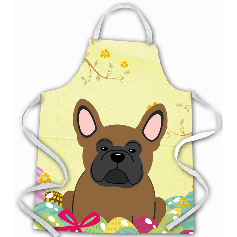 Tablier œufs de pâques, Jaune / crème, Bouledogue français