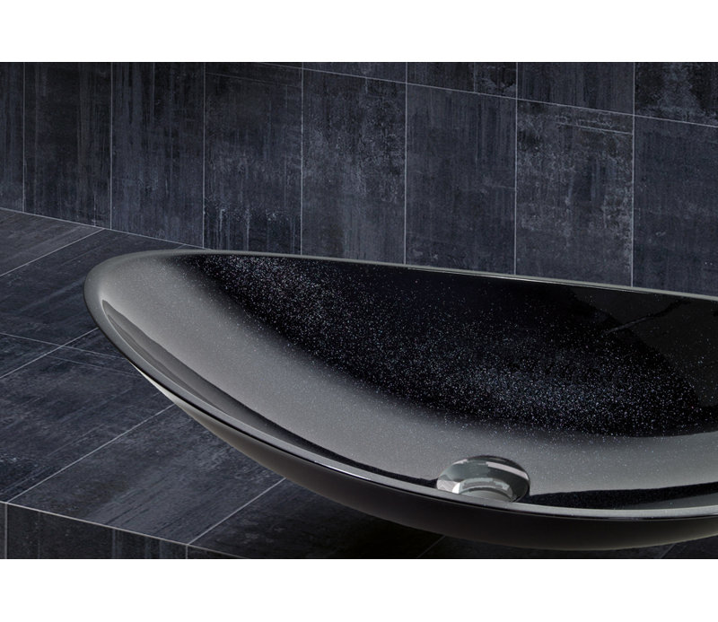Lavabo de salle de bain vasque ovale fait à la main Milano, Noir