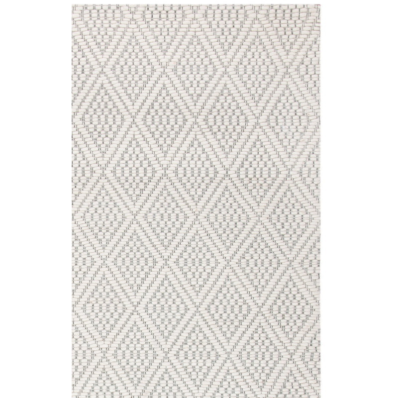 Geometric Flat Weave Wool And Cotton With Latex Geometric Rug, Rectangle 9' x 12'