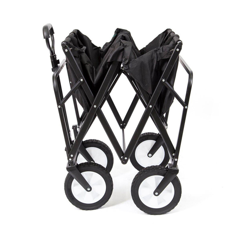 Black Collapsible Folding Outdoor Utility Wagon with Adjustable Handle