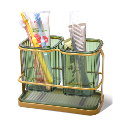 Green Toothbrush Holders For Bathrooms, 2 Cups Toothbrush Holders Wall Mounted, Dry & Wet Separation, Bathroom Organizers And Storage, Bathroom Toothb -  Mercer41, A29487E9FBE048988728F090CB518AE4